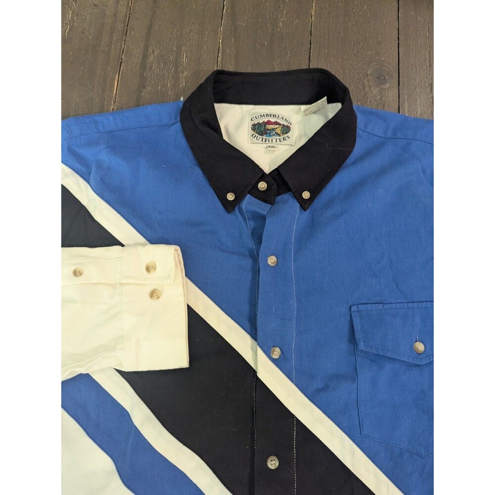 Vintage Cumberland Outfitters Shirt Mens XXL Western Stripe Button Down